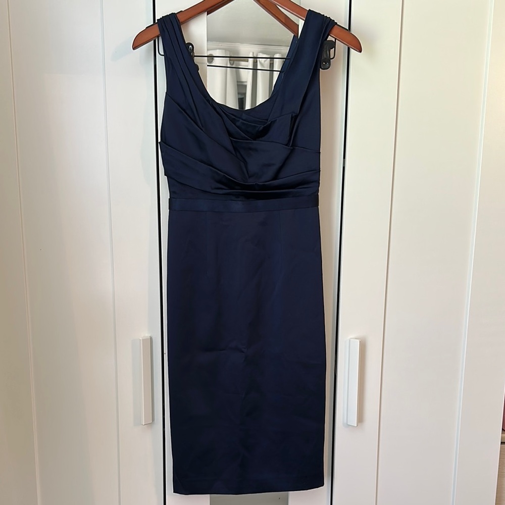 Elie Tahari Blue Sheath Scoop Neck Cocktail Dress